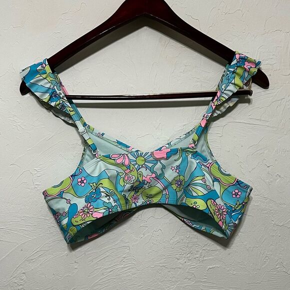 Vintage Sugar & Jade Ruffled Adjustable Straps and Padded Cups Bikini Top XXL - Picture 2 of 4
